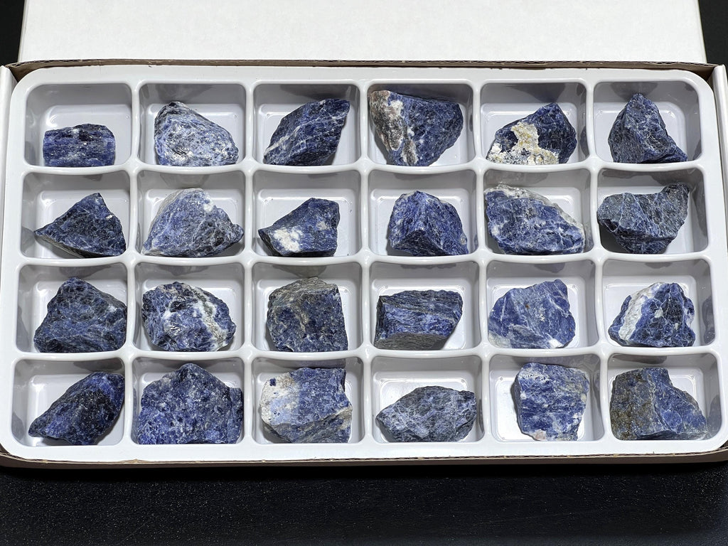 Blue Sodalite Rough Raw Stones (24 Pcs) Boxed Flat Amazing Crystals