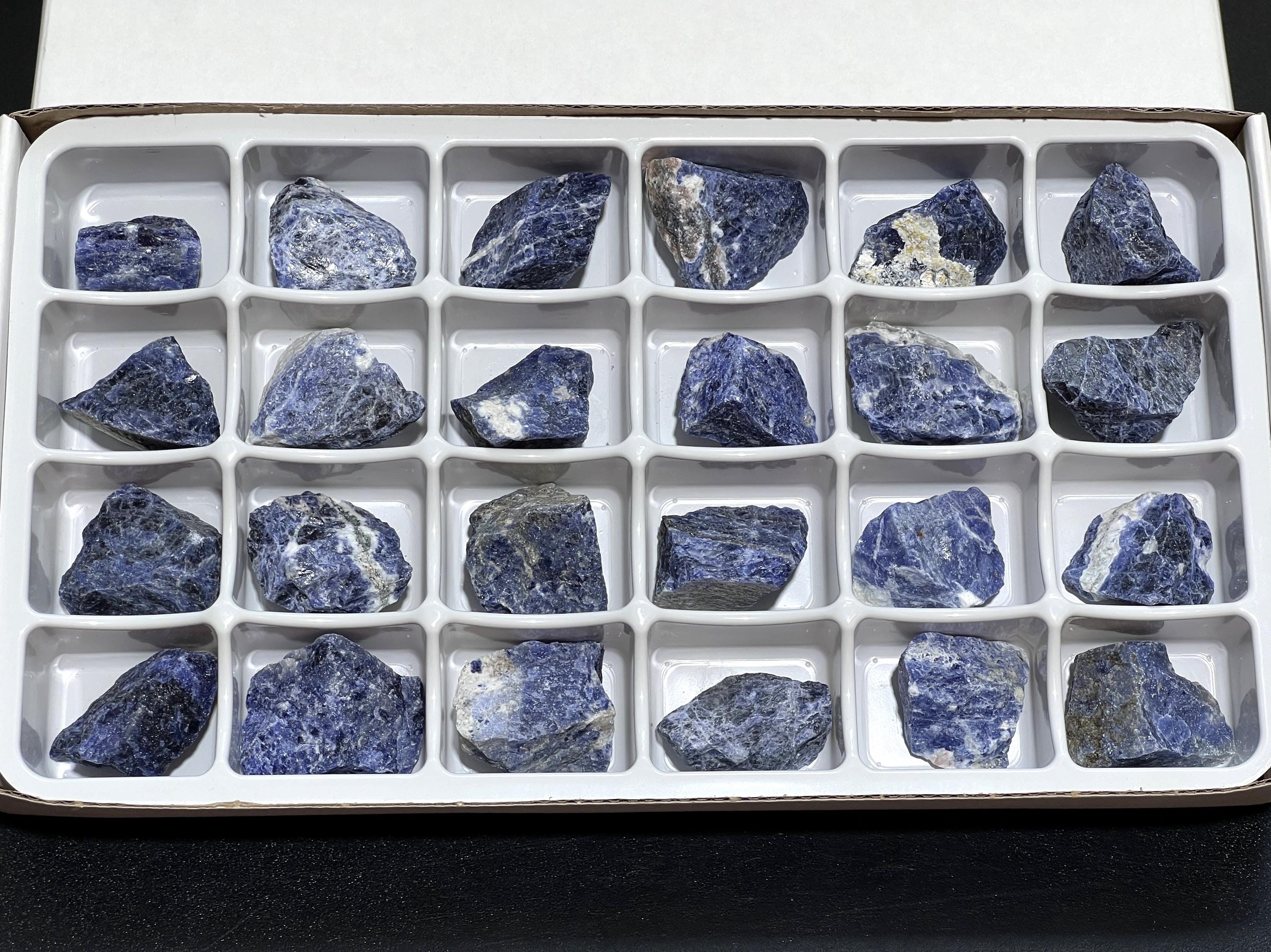 Blue Sodalite Rough Raw Stones (24 Pcs) Boxed Flat Amazing Crystals