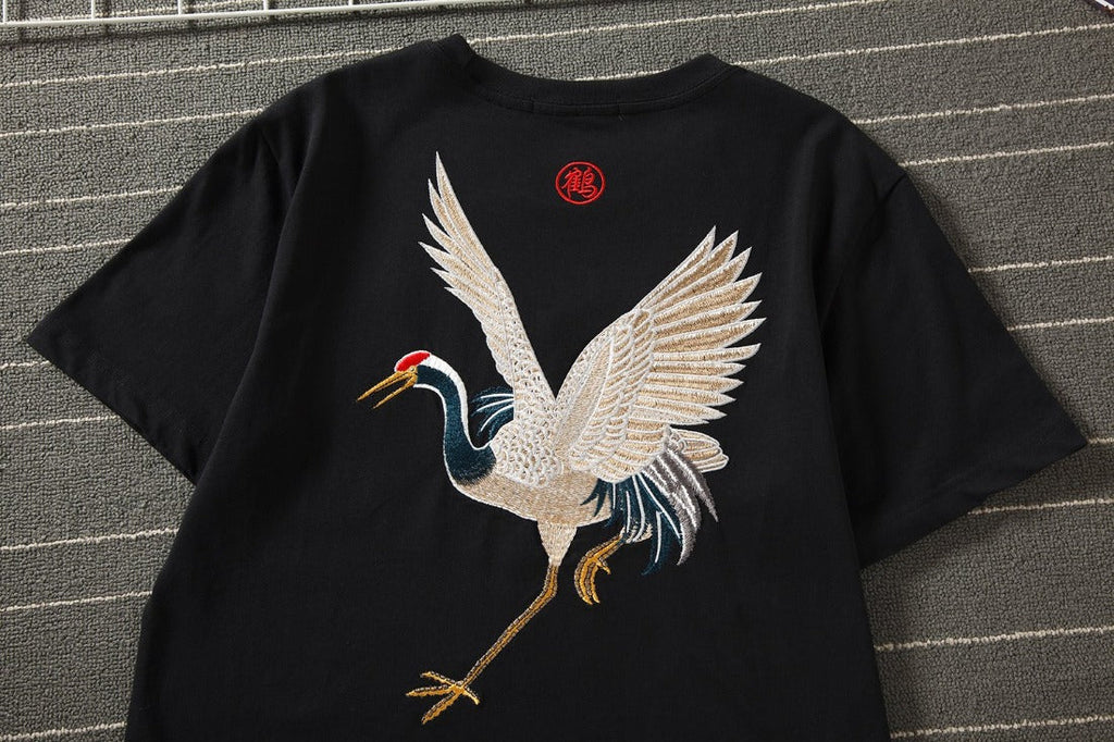KH858 Flying Crane Embroidery Tee Niepce