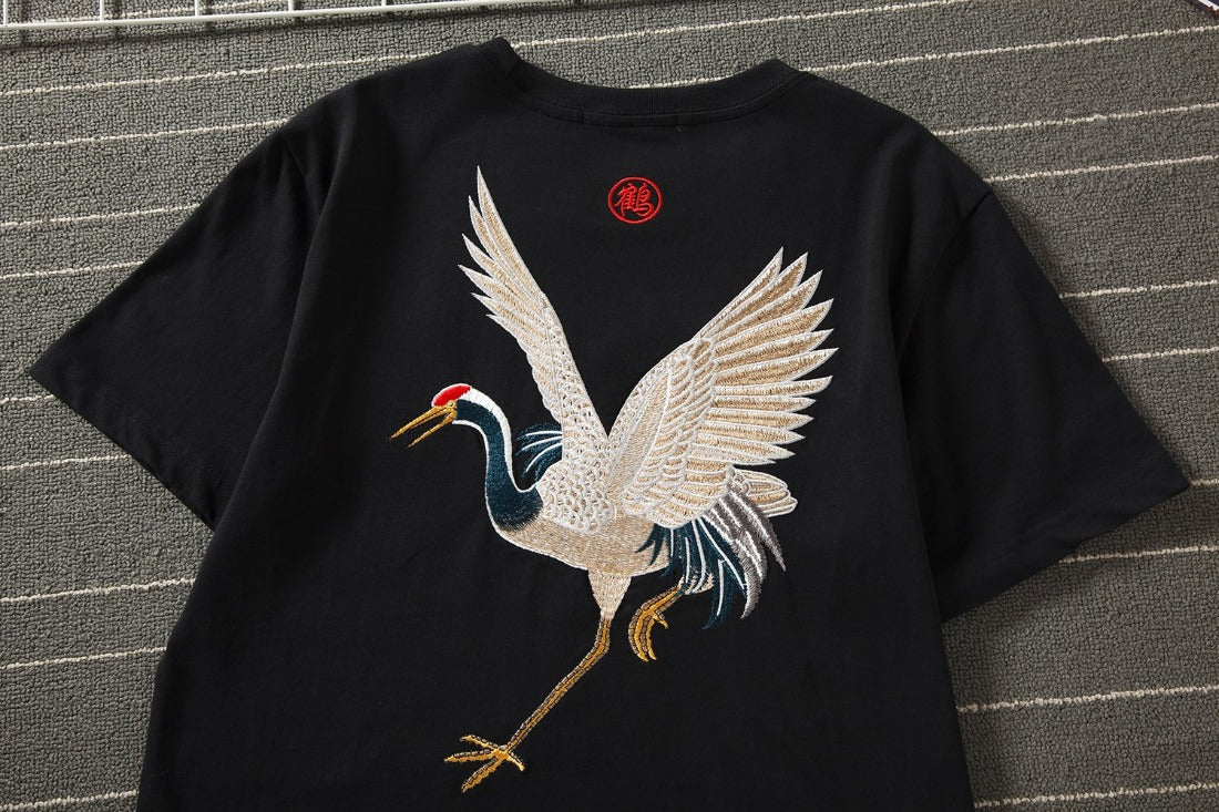 KH858 Flying Crane Embroidery Tee Niepce