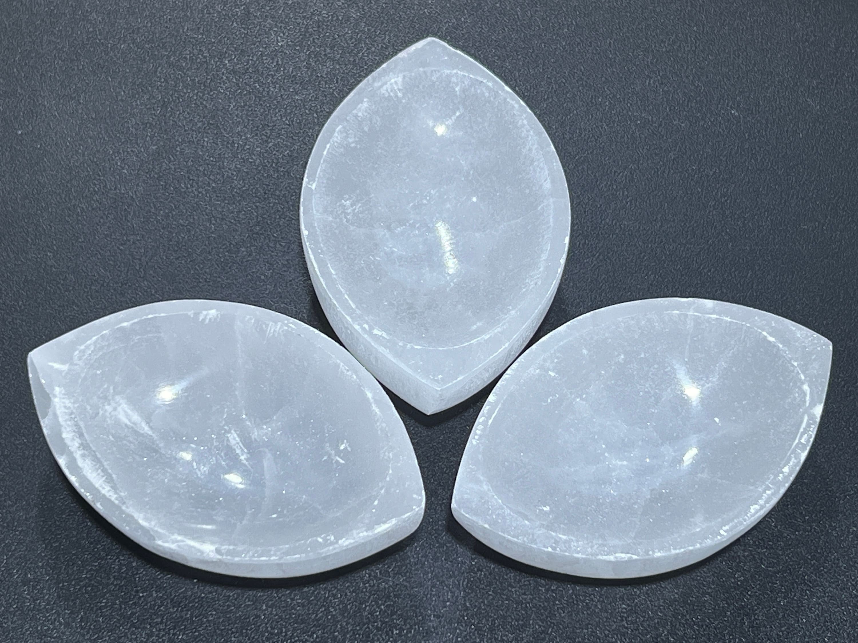 Selenite Crystal Bowl (4 Inch) Eye Shaped Carving Gemstone Polished Stone Dish Amazing Crystals
