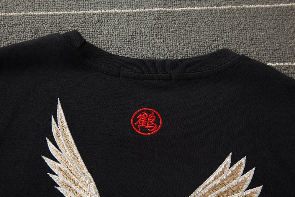 KH858 Flying Crane Embroidery Tee Niepce
