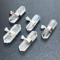 Quartz Crystal Double Terminated Faceted Point Pendant (Silver Plated) Gemstone Jewelry Necklace Supply Amazing Crystals
