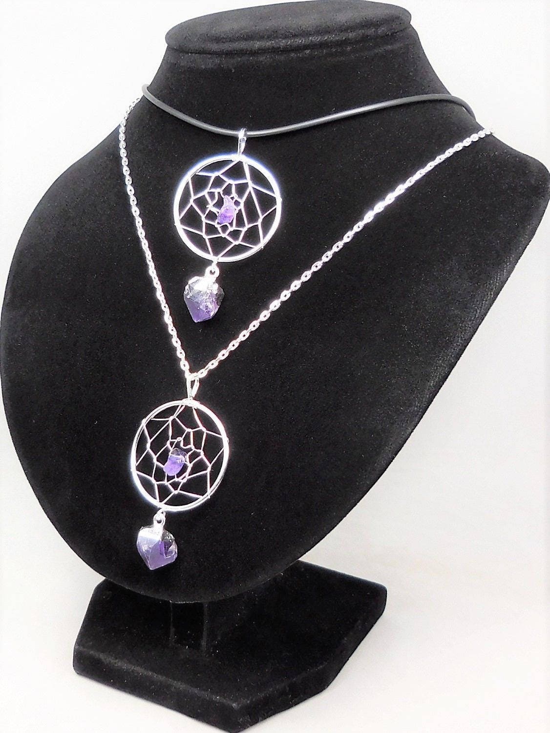 Dreamcatcher Pendant (Amethyst Crystal)(Silver Plated) Amazing Crystals