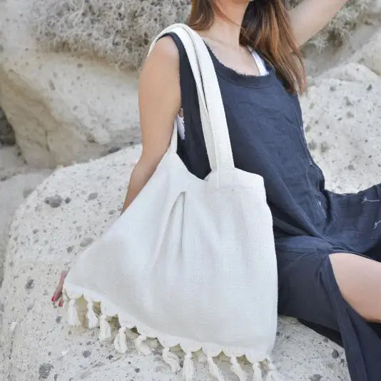 Elya London Beach Queen Bag: 100% Turkish Cotton, Large Beach Tote Fashion Hut Jewelry
