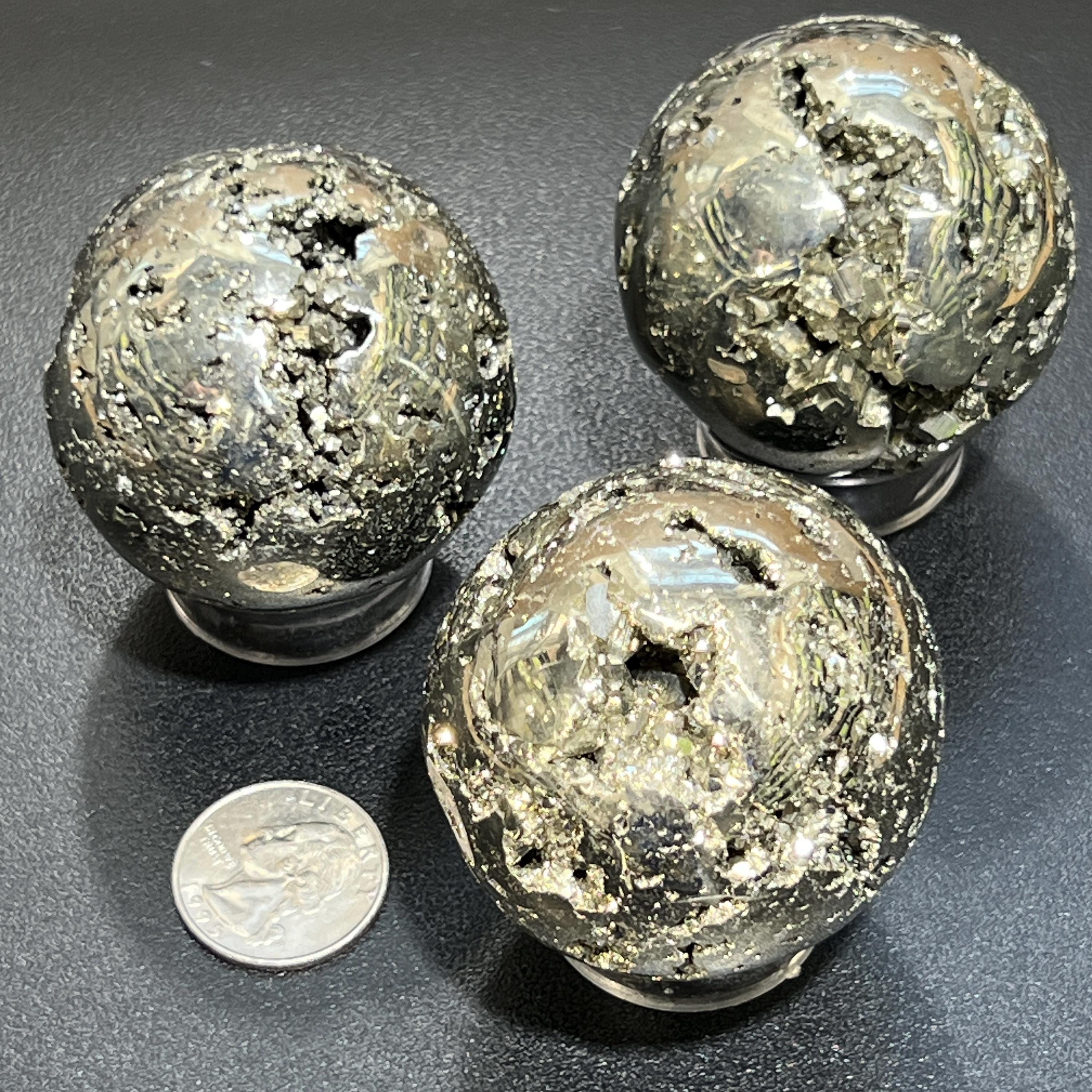 Golden Pyrite Crystal Druzy Sphere Fools Gold Polished Carving Wholesale Amazing Crystals
