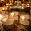 Selenite Satin Spar Crystal Crescent Moon Tealight Candle Carving Amazing Crystals