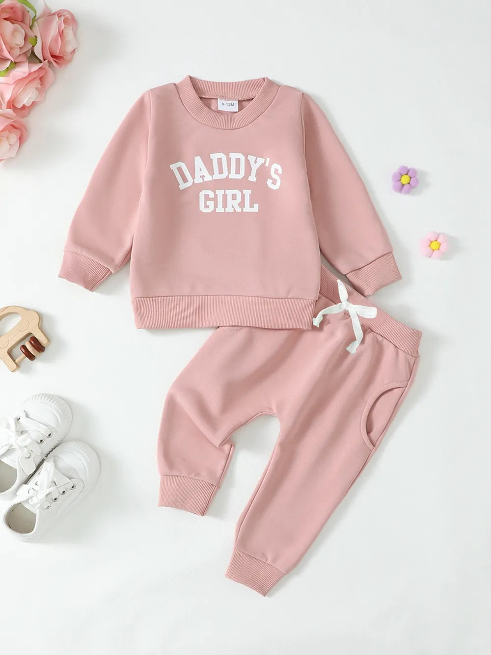 Baby and Toddler Girls Letter Graphic Sweatshirt and Pants Set NicholesGifts