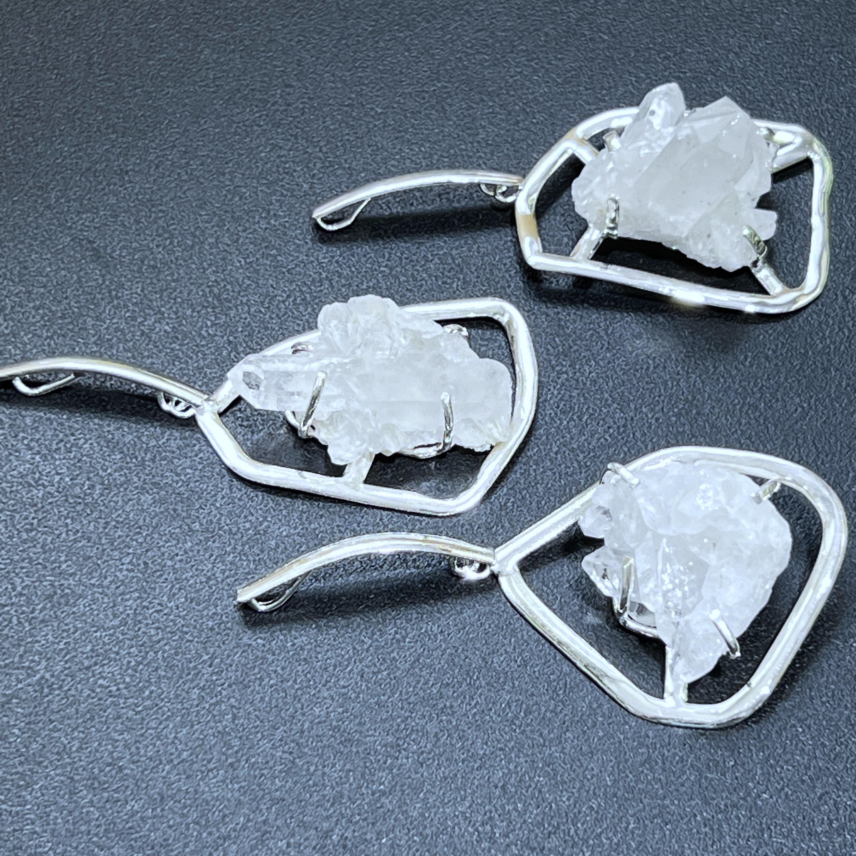 Quartz Crystal Cluster Pendant (Silver Plated) Statement Piece Amazing Crystals