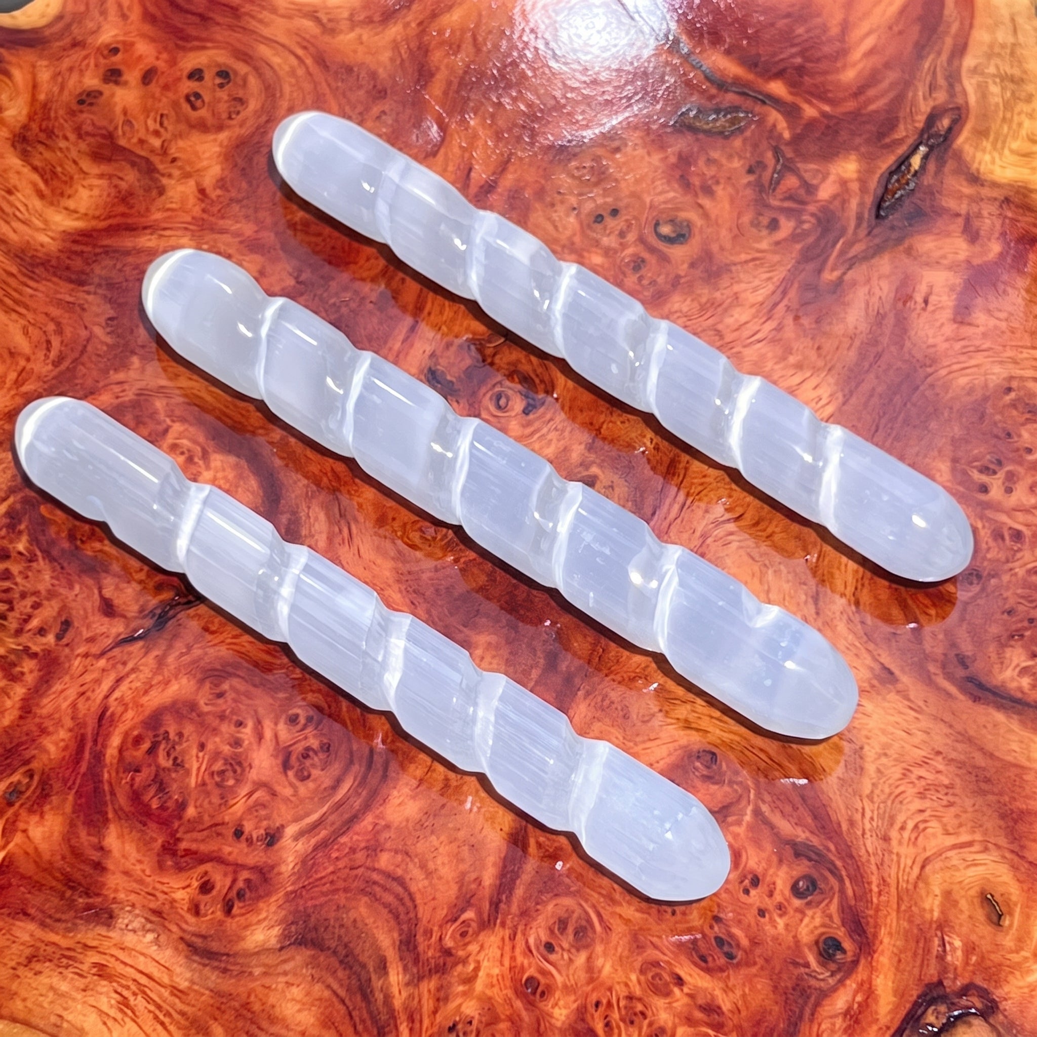 Selenite Satin Spar Crystal Spiral Wand Carving (5-6 Inches) Amazing Crystals