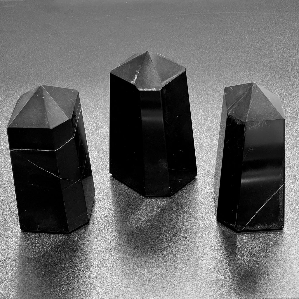 Black Obsidian Point Tower Carving Gemstone Statue Home Decor Volcanic Glass Amazing Crystals