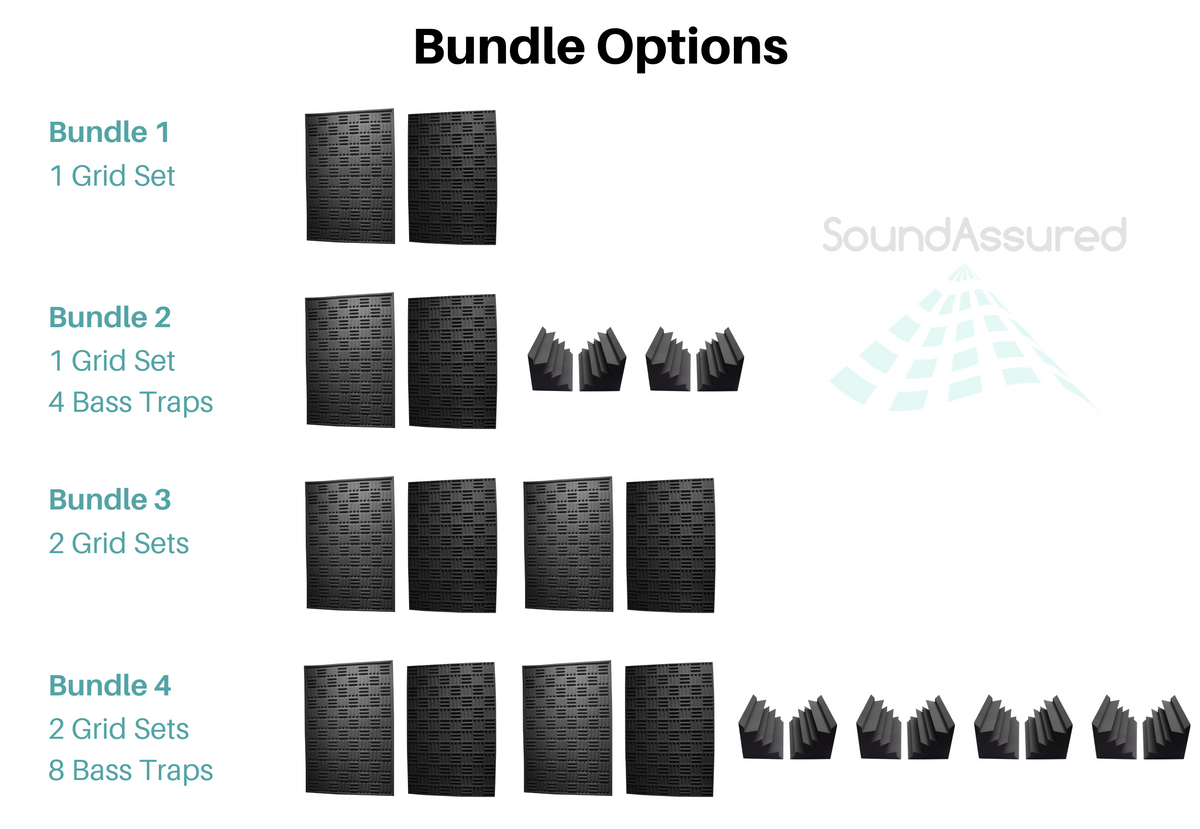 Grid Style Acoustic Foam Panels - Acoustic Foam Room Kits SoundAssured