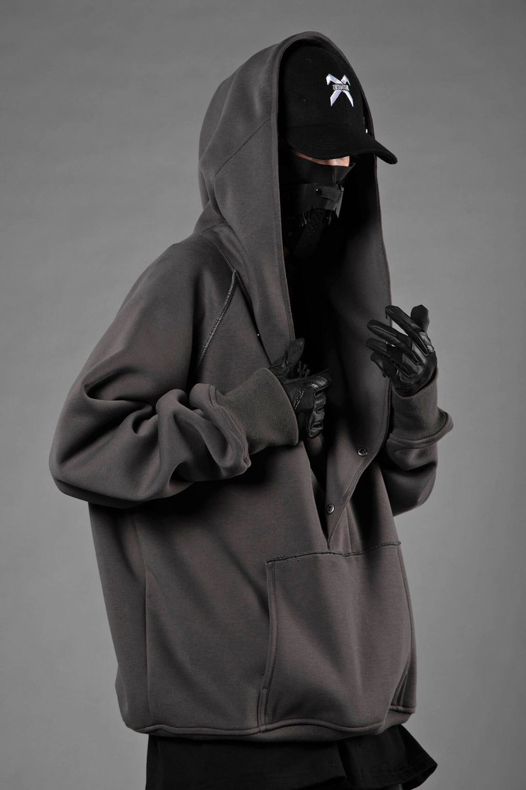 HiH38 Grey Layered Hoodie Niepce