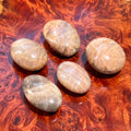 Peach Moonstone Flashy Palm Stone Carving Amazing Crystals