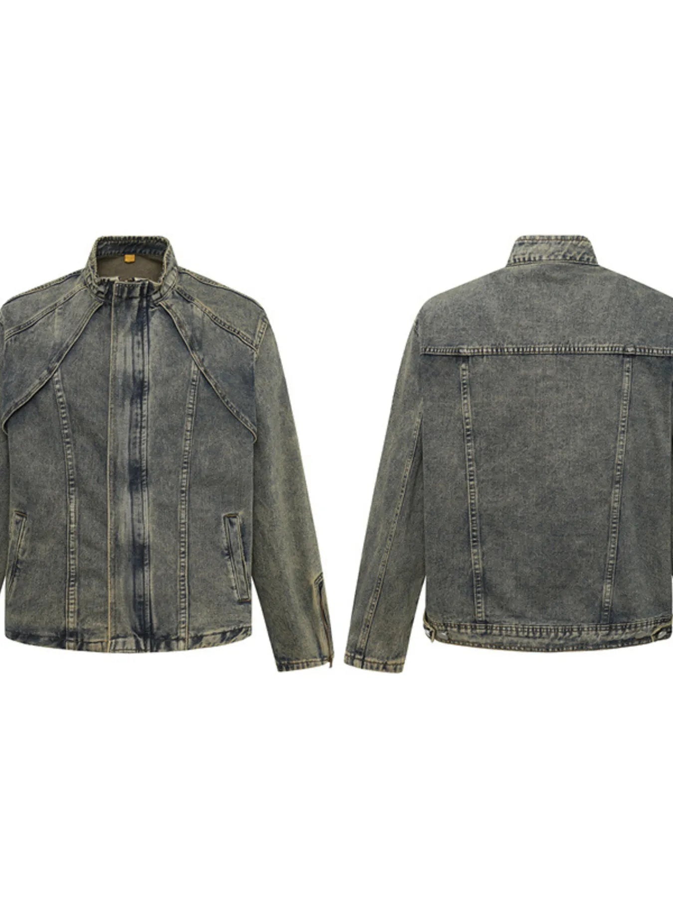 Men's Plus Size Zip Up Long Sleeve Denim Jacket NicholesGifts