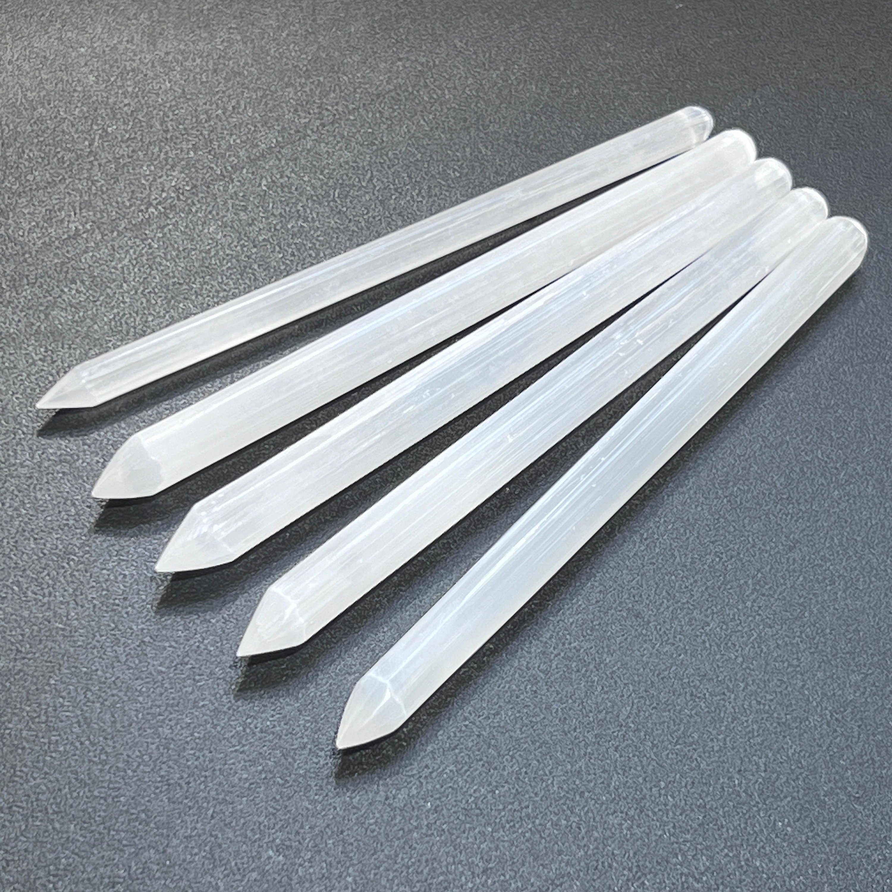 Selenite Crystal Wand Point Thin Pencil Shaped Crystal Carving Amazing Crystals