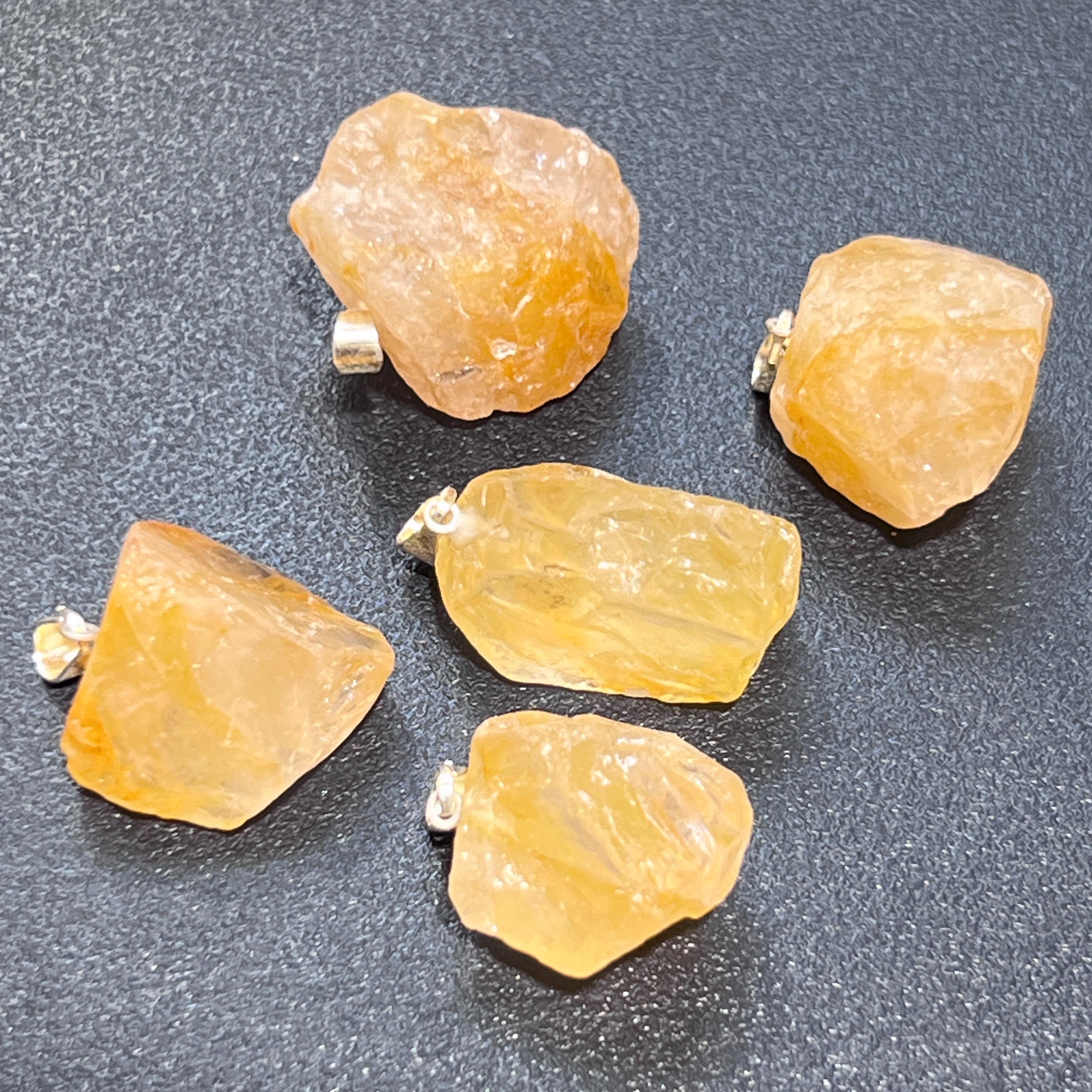 Raw Golden Healer Quartz Crystal Small Petite Pendant (Silver Plated Bail) Rough Jewelry Supply Necklace Charm Amazing Crystals