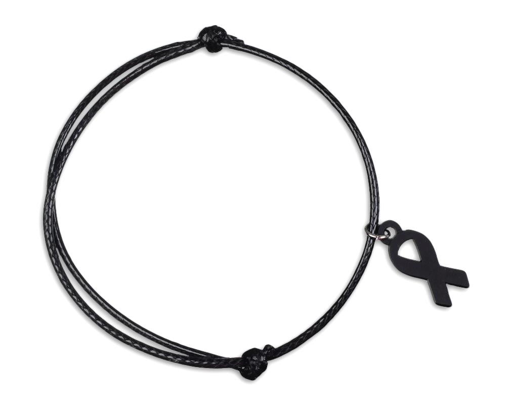 25 Black Ribbon Cord Bracelets The Awareness Company