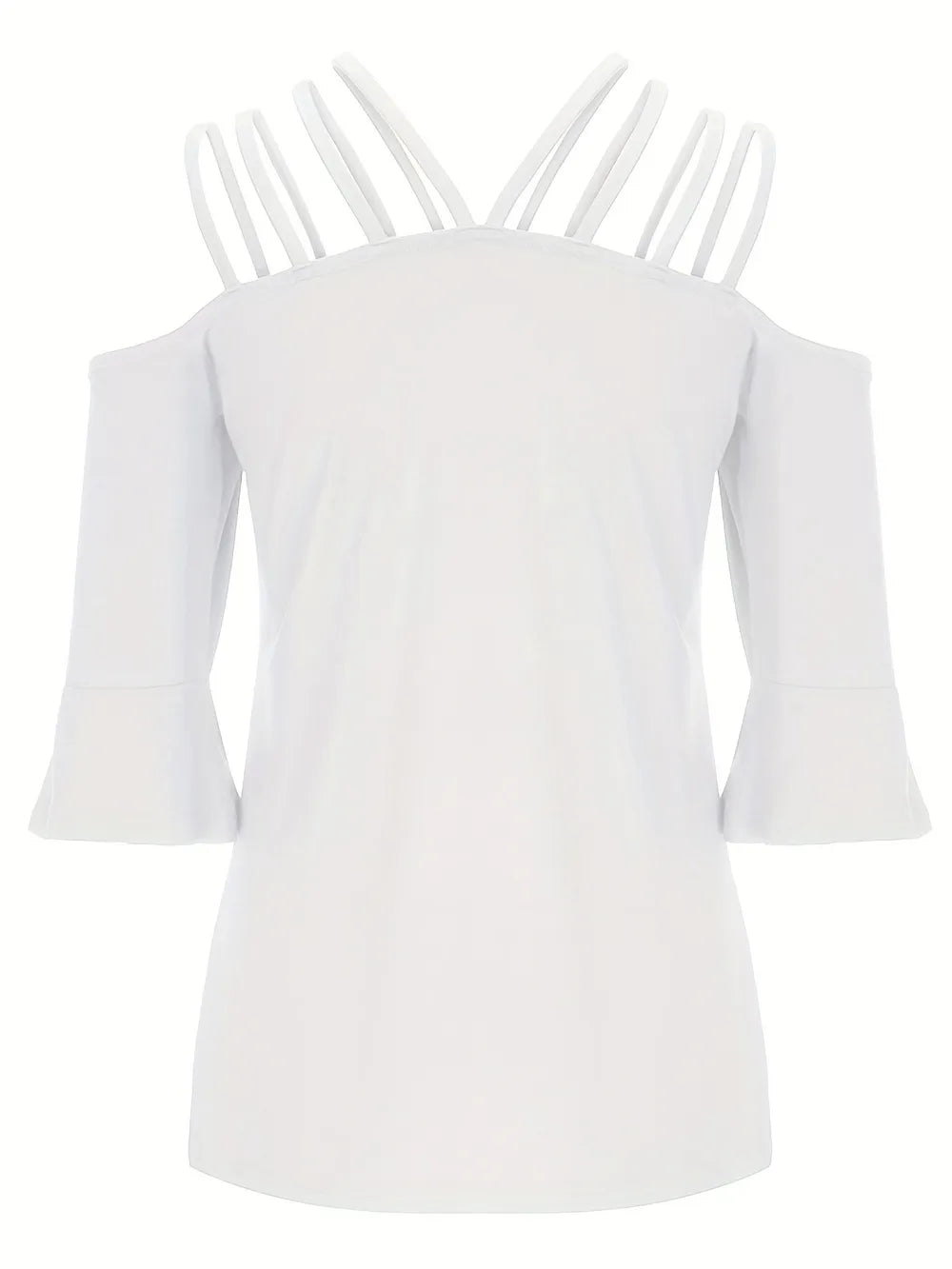 Women Full Size Cold Shoulder Three-Quarter Sleeve Blouse NicholesGifts