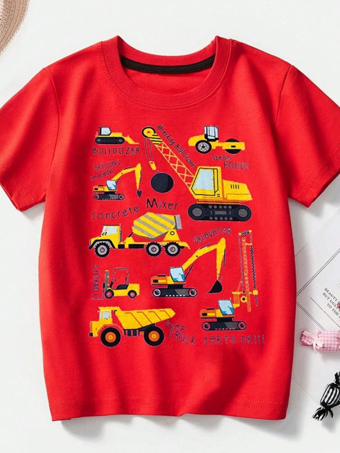 Toddler Boys and Boys Construction Vehicle Crew Neck Short Sleeve T-Shirt NicholesGifts