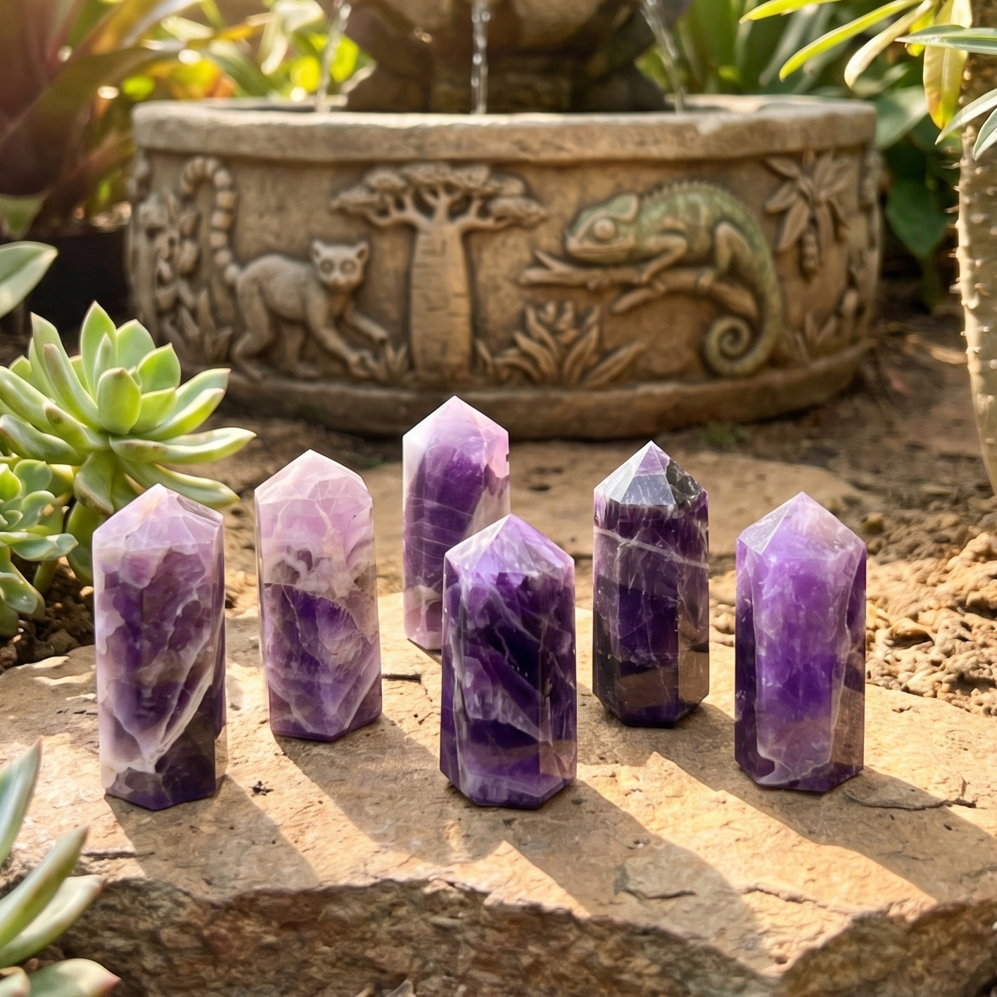 Banded Purple Amethyst Crystal Point Tower Obelisk Carving Amazing Crystals