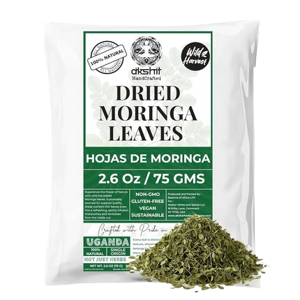 Akshit Moringa (Oleifera) Tea Leaves – Herbal Tea, 100% Natural Moringa Leaves, Boosts Energy & Immunity - 2.6 oz Akshit