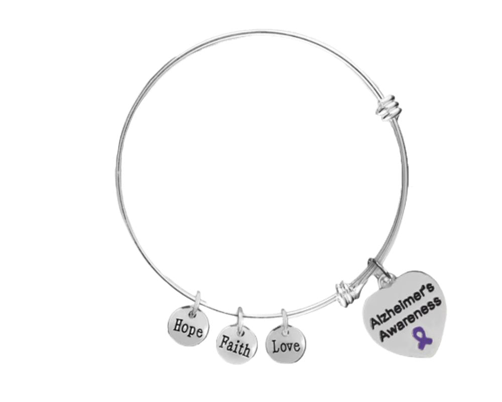Alzheimer's Awareness Heart Retractable Charm Bracelets The Awareness Company