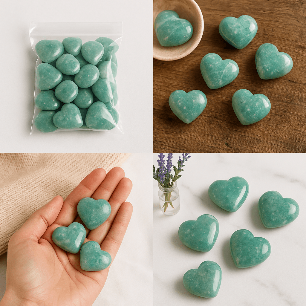 Amazonite Mini Hearts – Calming Blue-Green (Per LB) KREATEUR MIAMI
