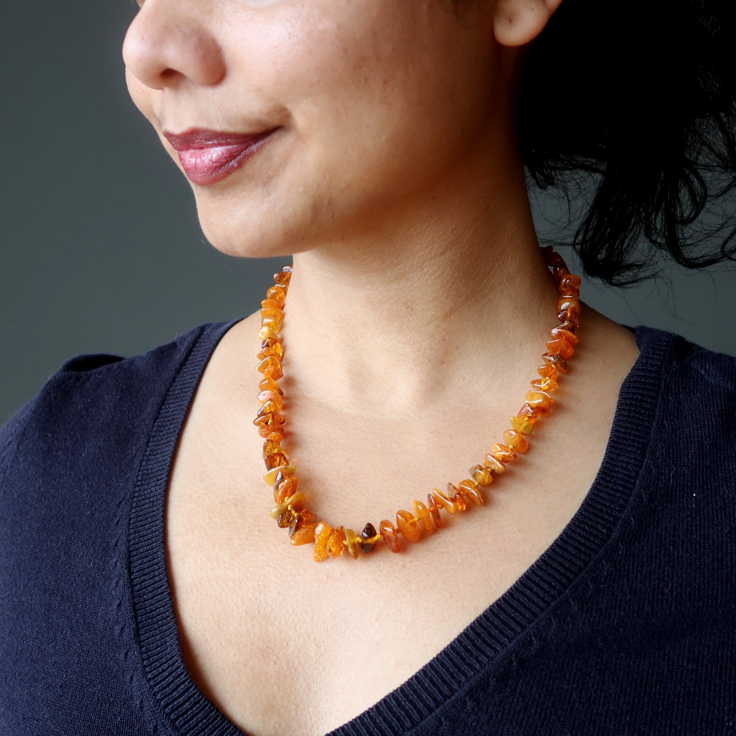 Amber Necklace Cherished Moments Honey Baltic Lithuania Satin Crystals