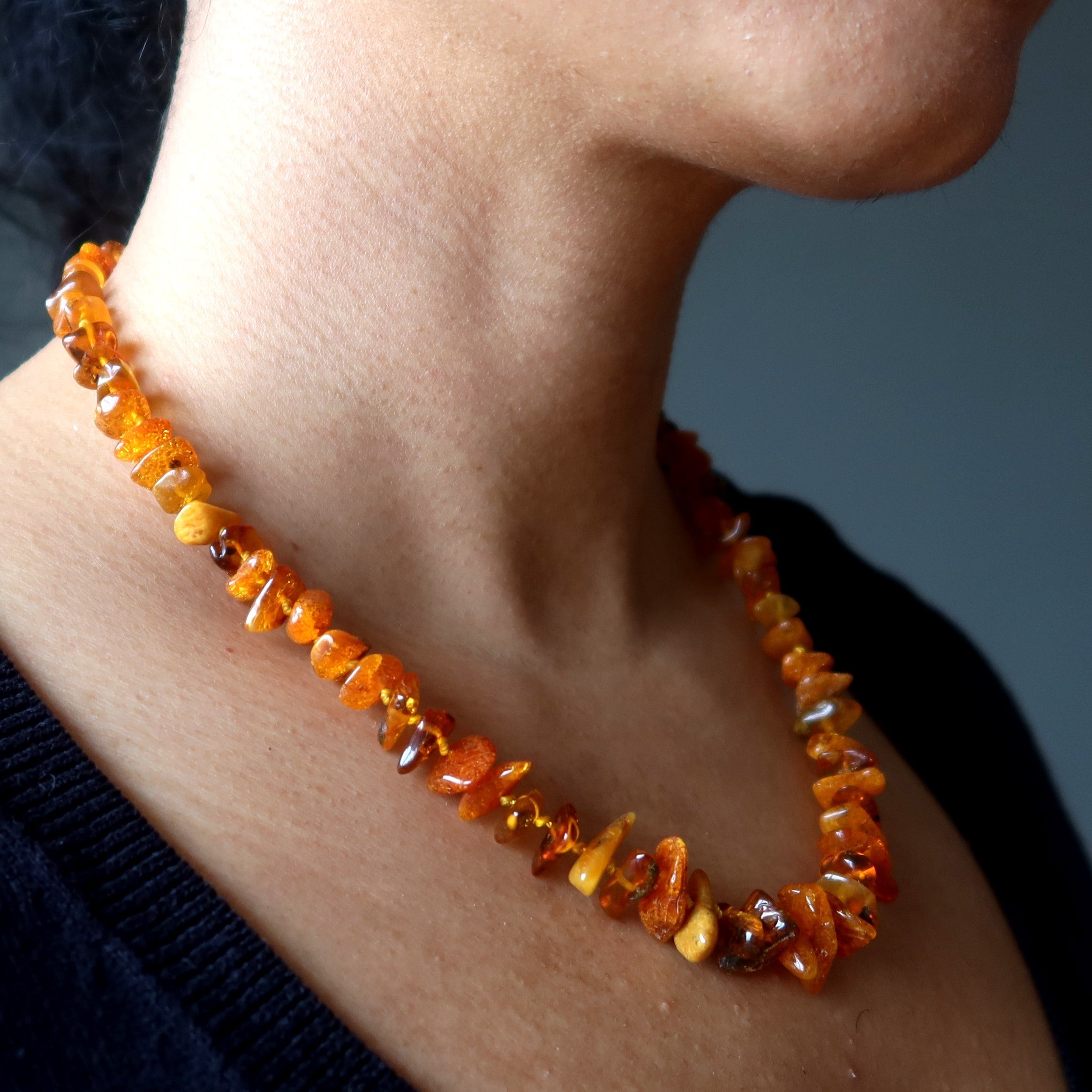 Amber Necklace Cherished Moments Honey Baltic Lithuania Satin Crystals