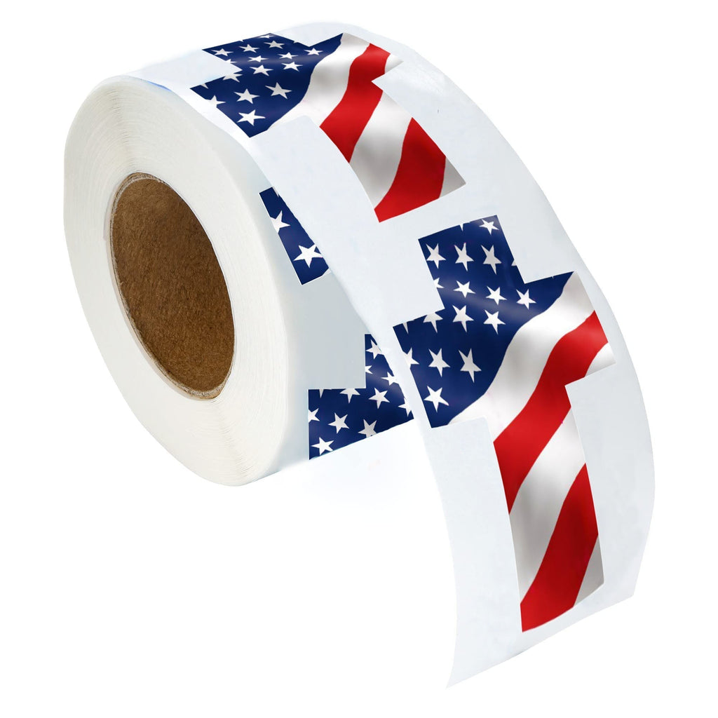 American Flag Cross Stickers (Large or Small) - 250 Stickers The Awareness Company