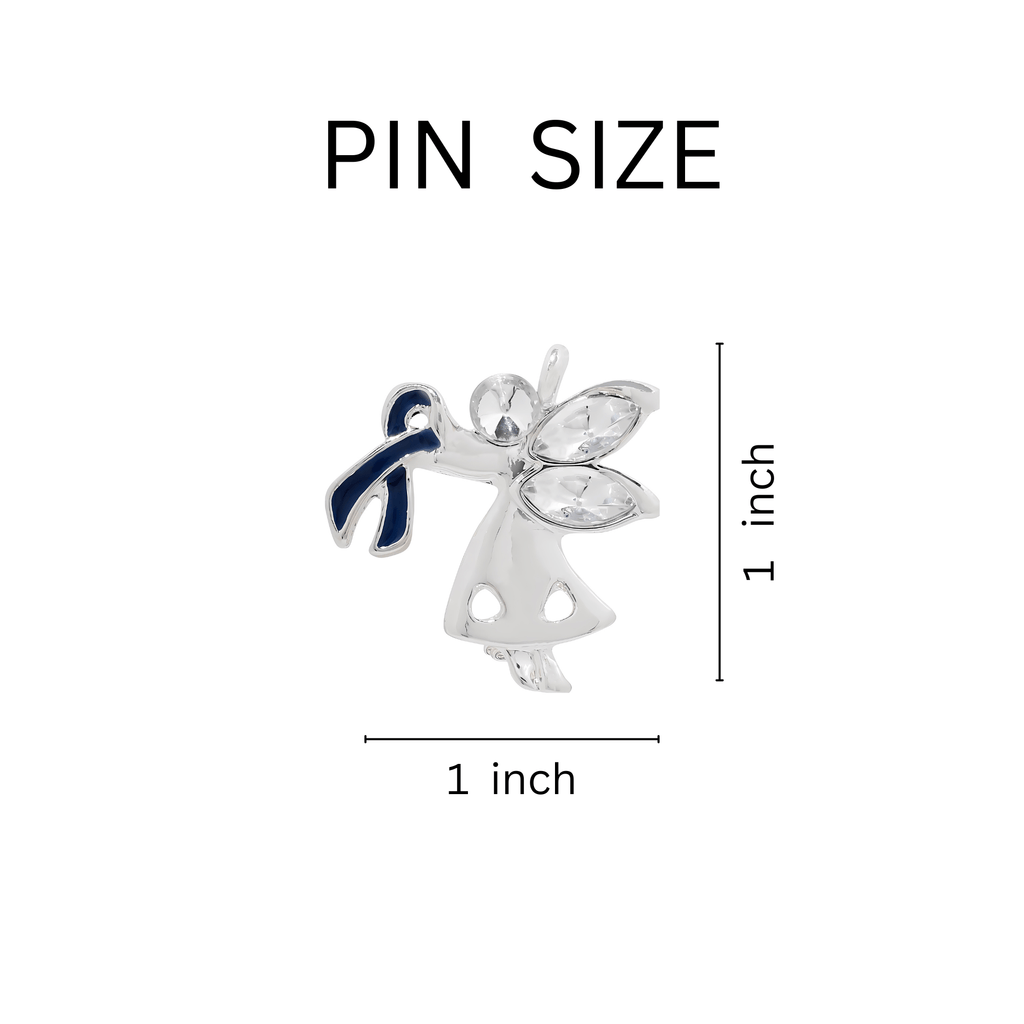 10 Pack Angel By My Side Dark Blue Ribbon Pins The Awareness Company