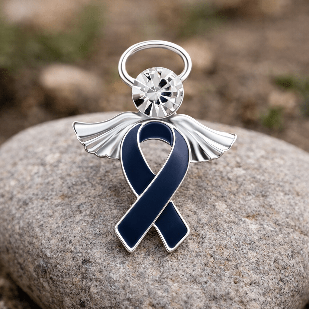 Angel Dark Blue Ribbon Awareness Pins The Awareness Company