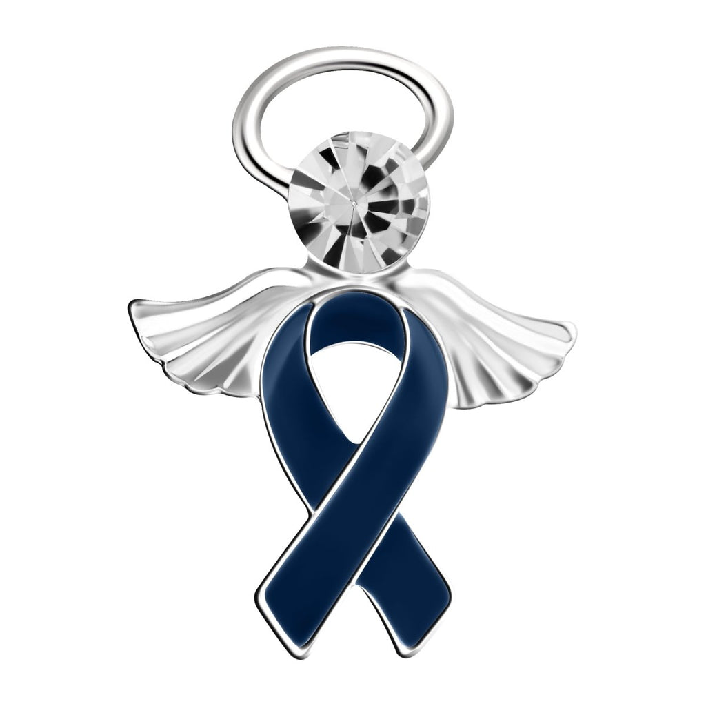 Angel Dark Blue Ribbon Awareness Pins The Awareness Company
