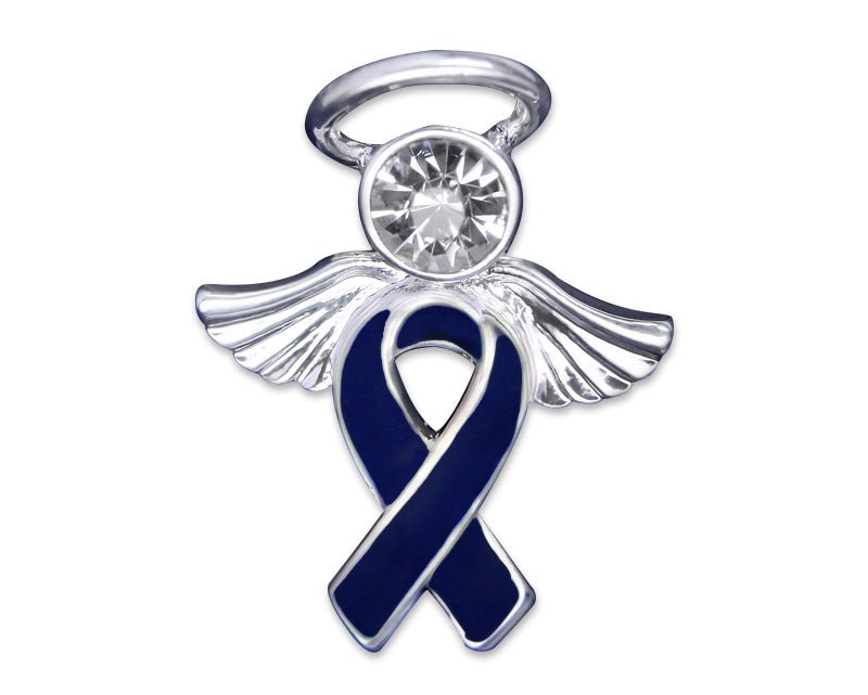 Angel Dark Blue Ribbon Awareness Pins The Awareness Company