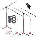 Telescoping Tripod Microphone Boom Stand with XLR Mic Cable & Clip (Pack of 4) by GRIFFIN - Premium Quality for Studio, Karaoke, Live Recording Studio GeekStands.com