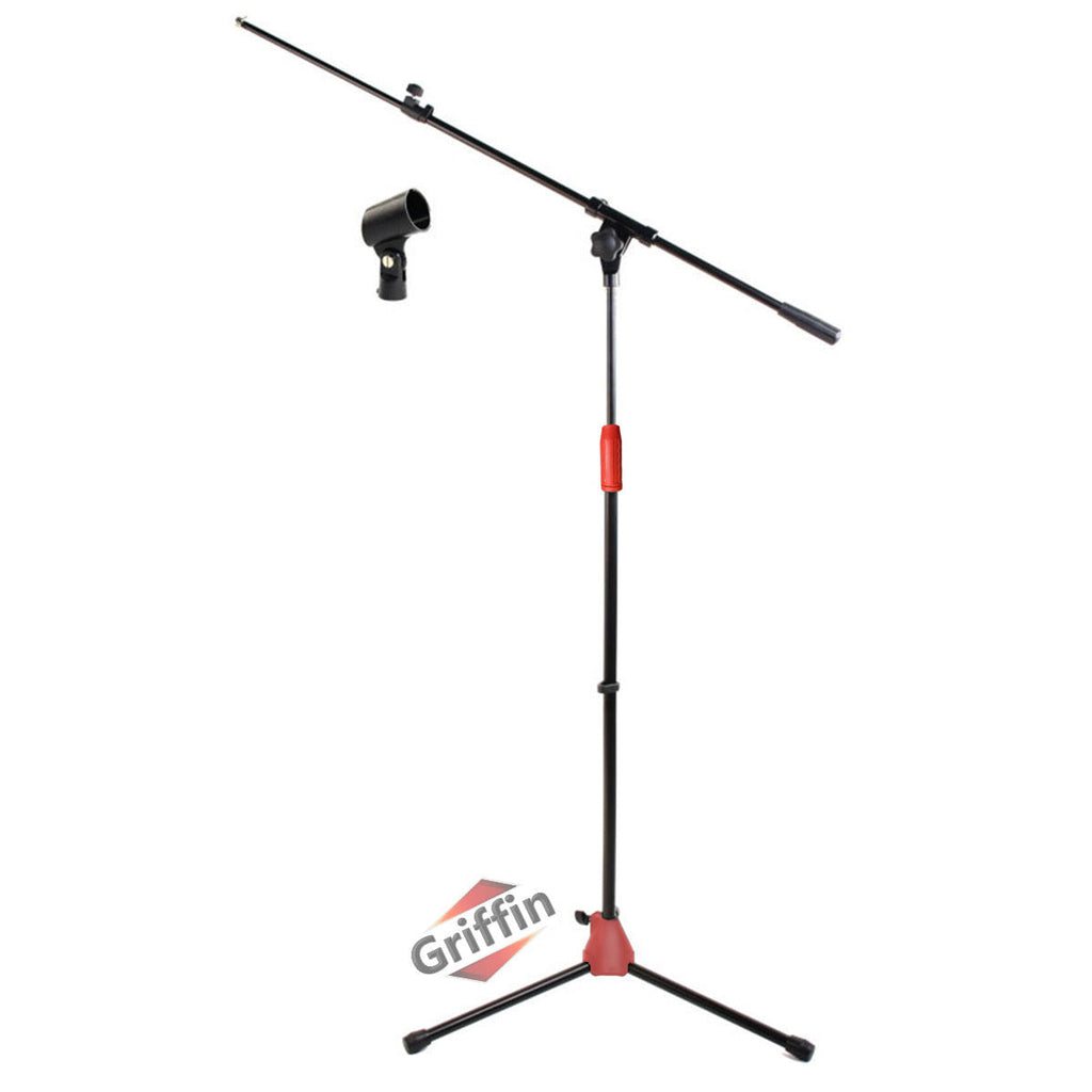 Microphone Stand with Telescoping Boom and Mic Clip Package by GRIFFIN - Tripod Premium Quality for Studio, Karaoke, DJ Live Performances, Conferences GeekStands.com