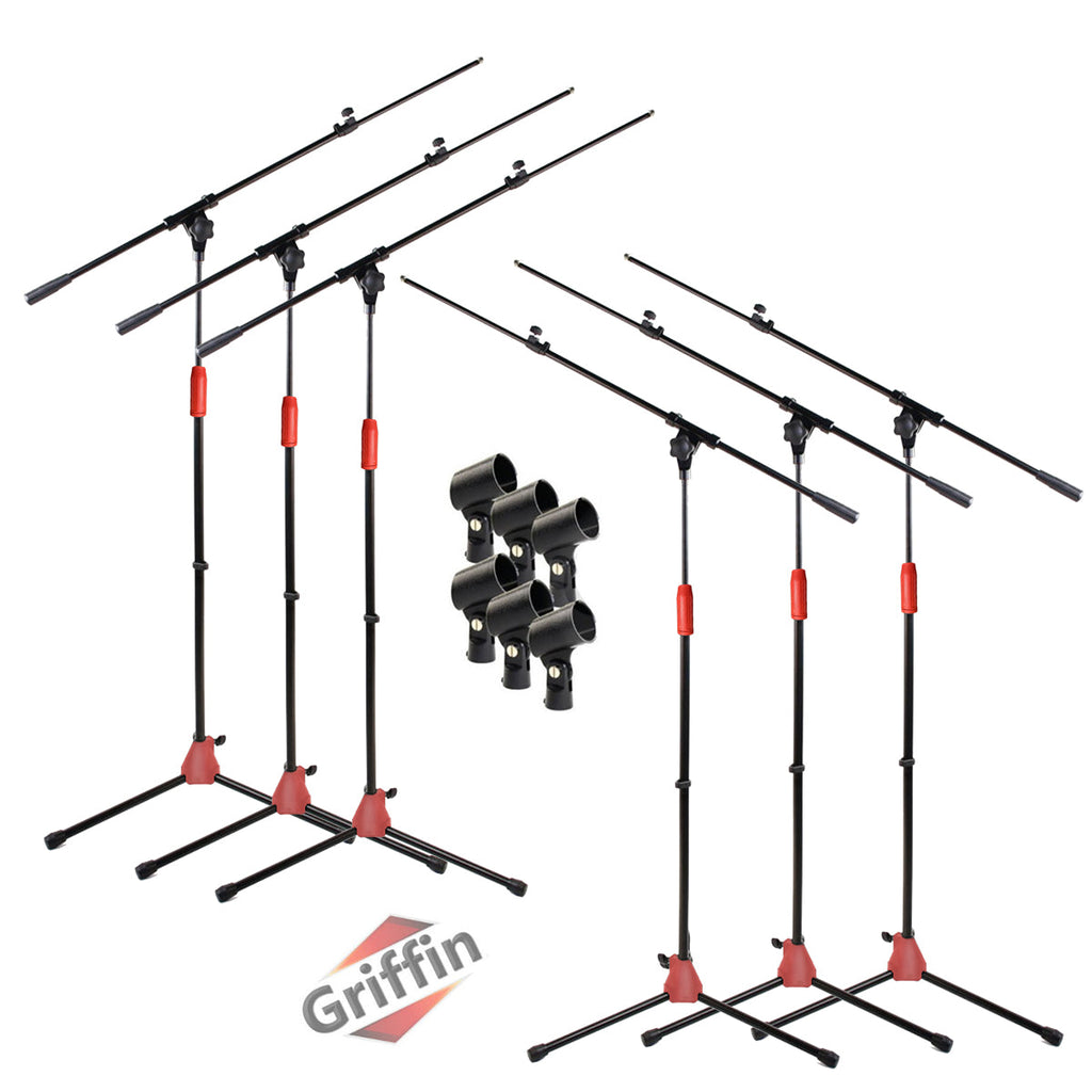 Microphone Boom Stand with Mic Clip Adapter (Pack of 6) by GRIFFIN - Adjustable Holder Mount For Studio Recording Accessories, Singing Vocal Karaoke GeekStands.com