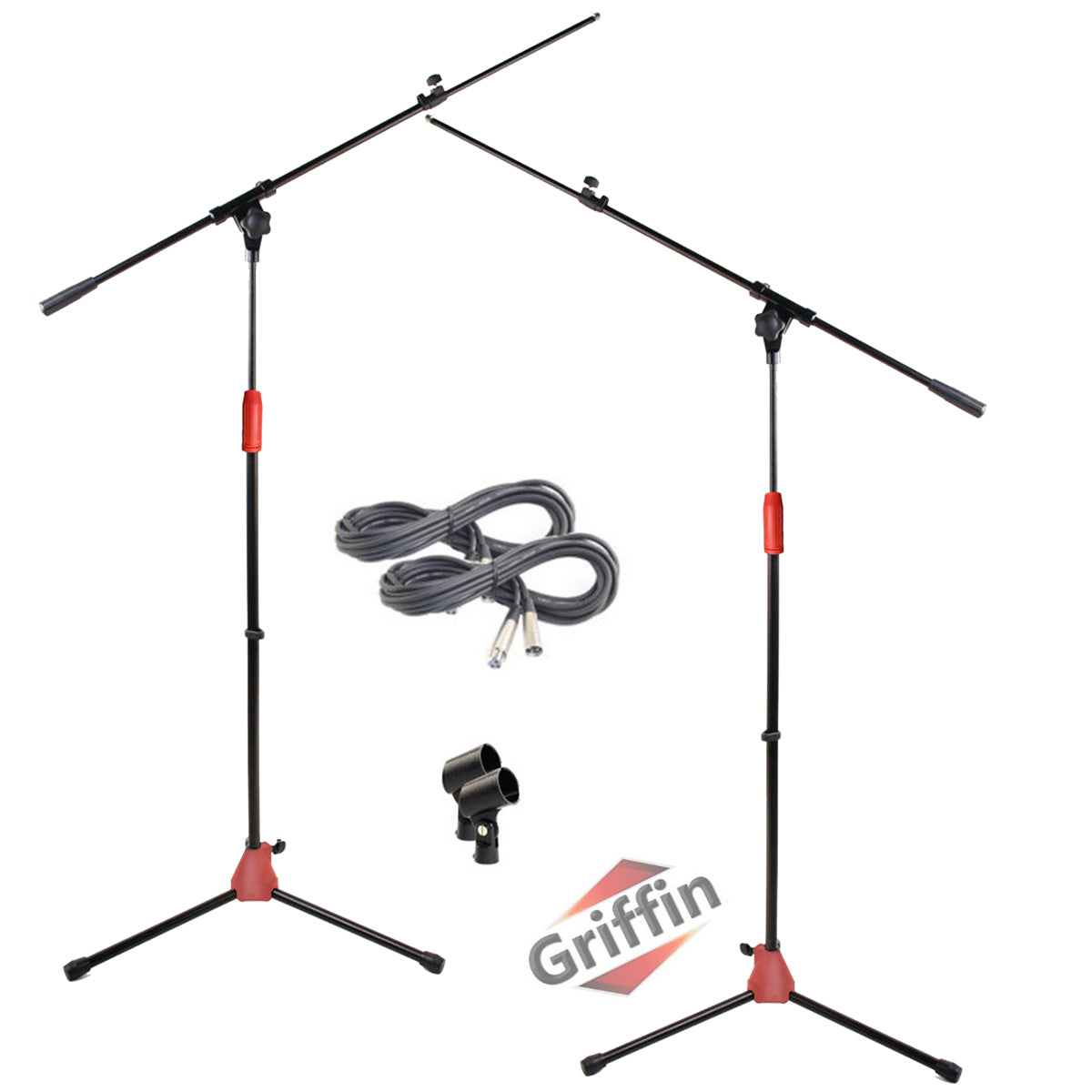 Tripod Microphone Boom Stand with XLR Mic Cable & Clip (Pack of 2) by GRIFFIN - Telescoping Arm for Studio Recording Accessories, Singing Vocal Mic GeekStands.com