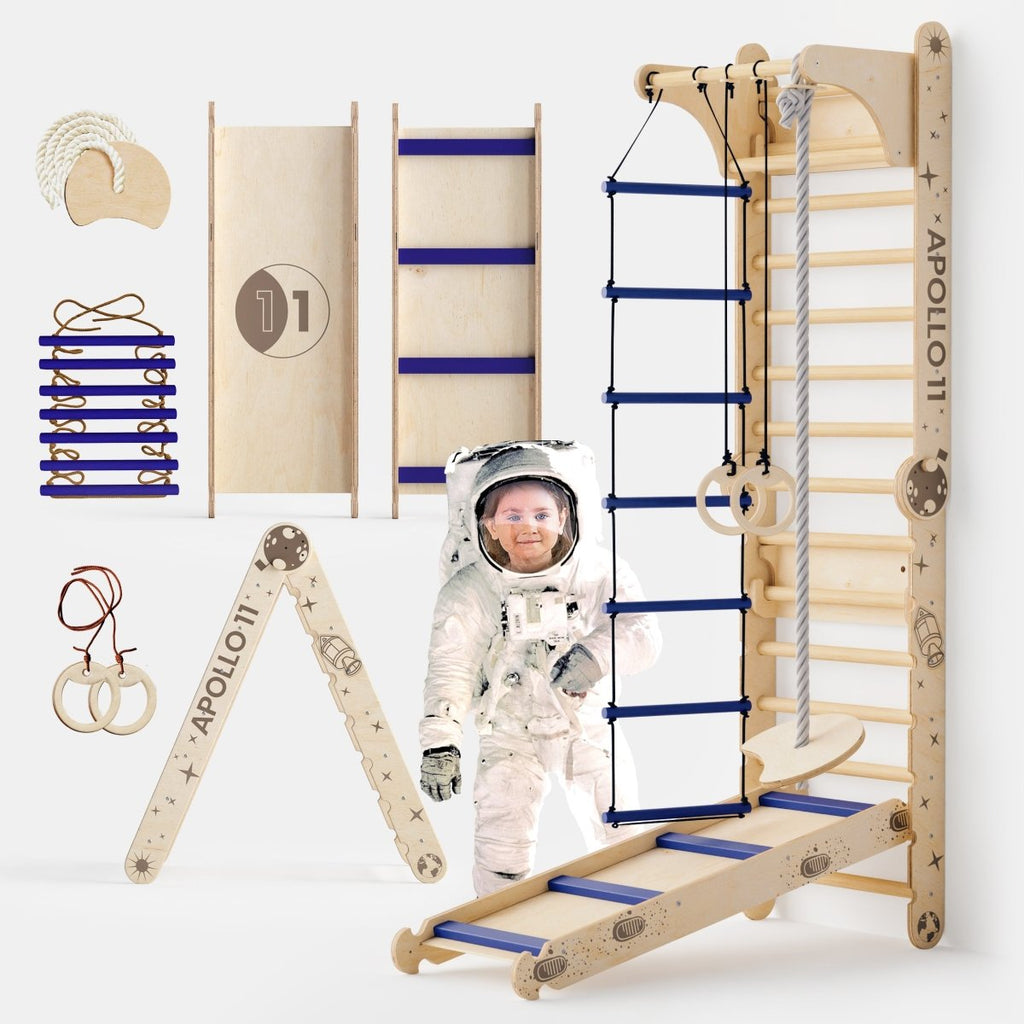 Apollo Swedish Wall / Climbing ladder for Little Austronauts + Moon swing Set + Slide Board Goodevas B2B