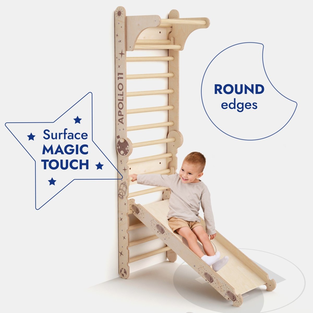 Apollo Swedish Wall / Climbing ladder for Little Austronauts + Moon swing Set + Slide Board Goodevas B2B