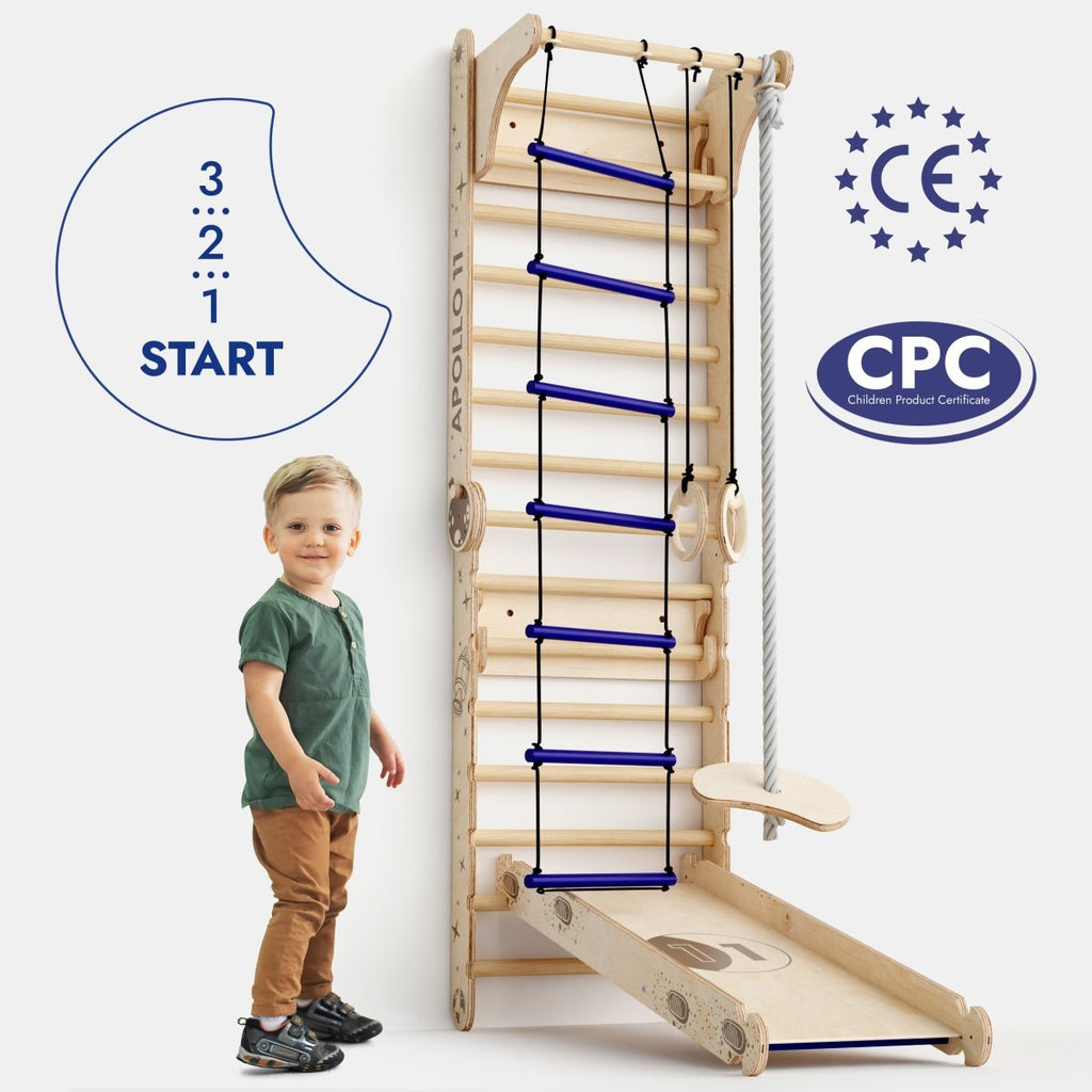 Apollo Swedish Wall / Climbing ladder for Little Austronauts + Moon swing Set + Slide Board Goodevas B2B