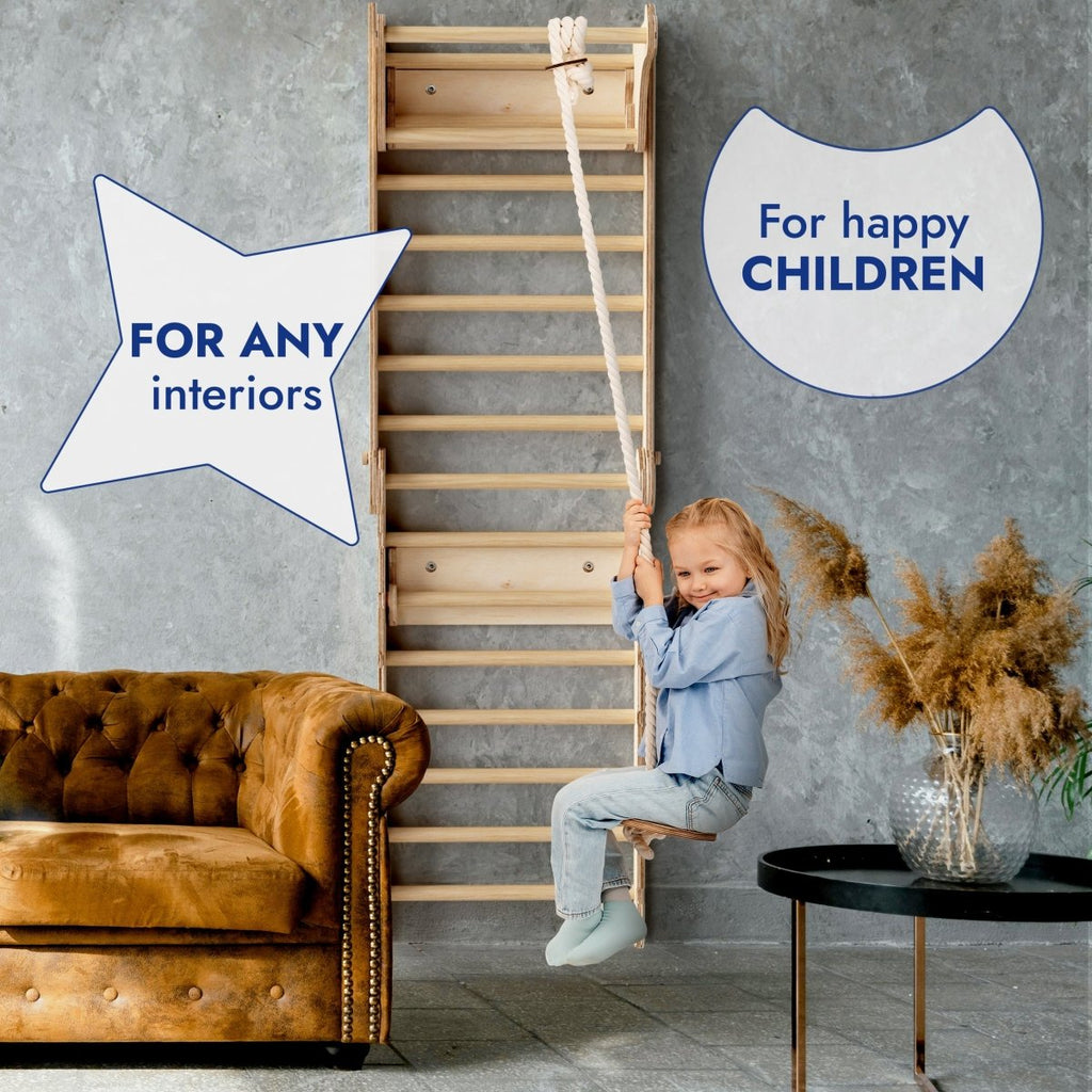 Apollo Swedish Wall / Climbing ladder for Little Austronauts + Moon swing Set + Slide Board Goodevas B2B