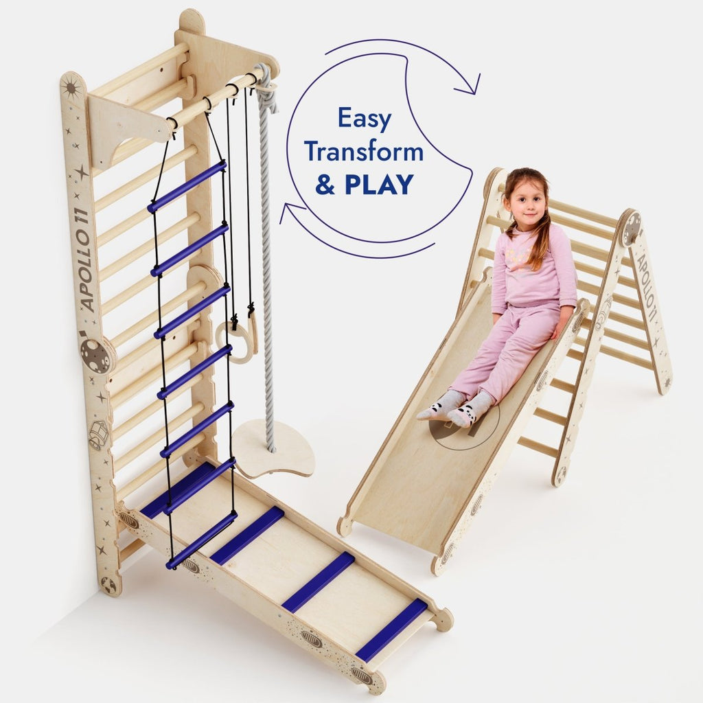 Apollo Swedish Wall / Climbing ladder for Little Austronauts + Moon swing Set + Slide Board Goodevas B2B