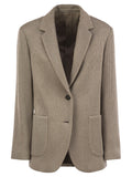 Brunello Cucinelli Women Sparkling English Rib Cotton And Viscose Knitted Jacket With Monili Luosophy