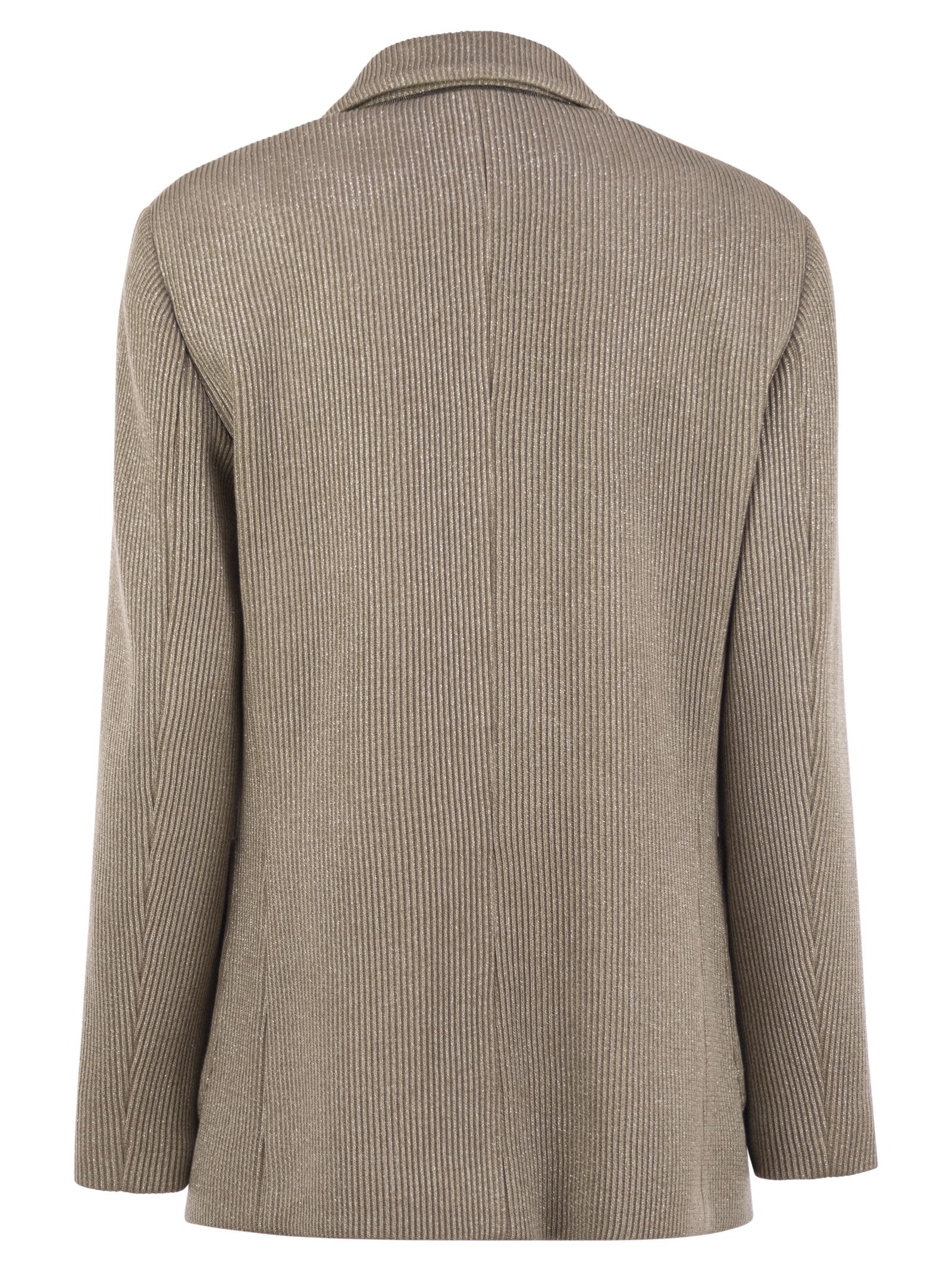 Brunello Cucinelli Women Sparkling English Rib Cotton And Viscose Knitted Jacket With Monili Luosophy