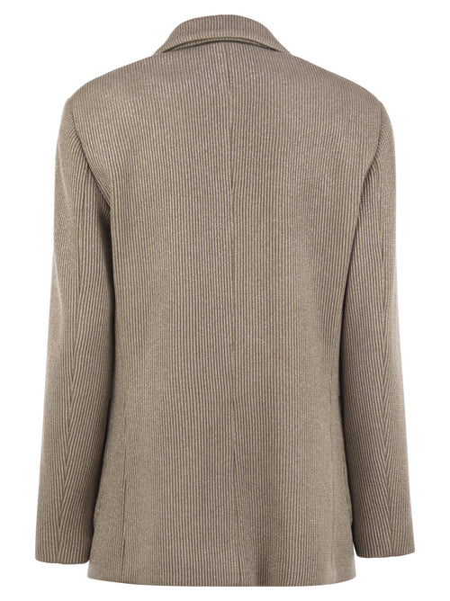 Brunello Cucinelli Women Sparkling English Rib Cotton And Viscose Knitted Jacket With Monili Luosophy