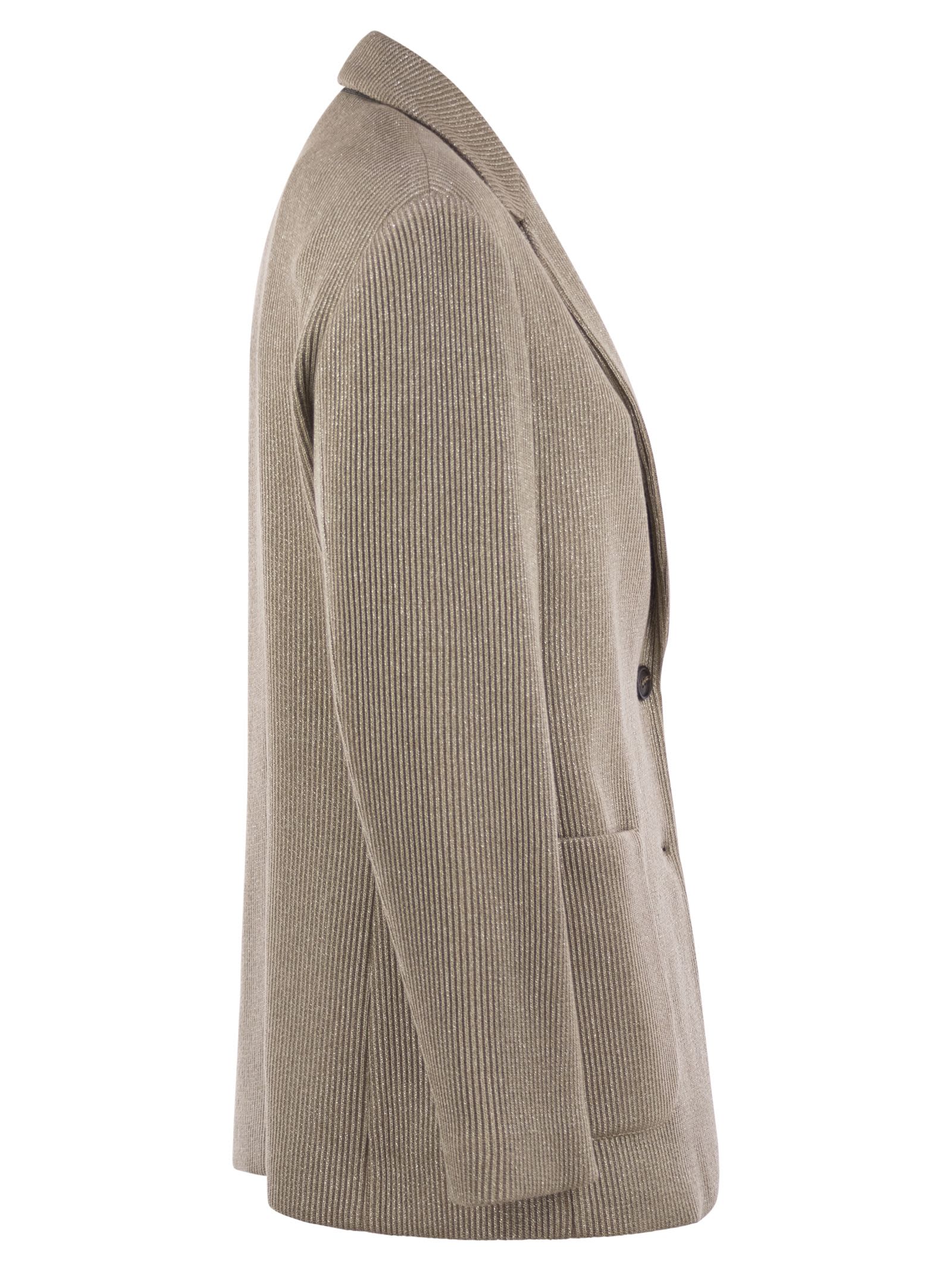 Brunello Cucinelli Women Sparkling English Rib Cotton And Viscose Knitted Jacket With Monili Luosophy