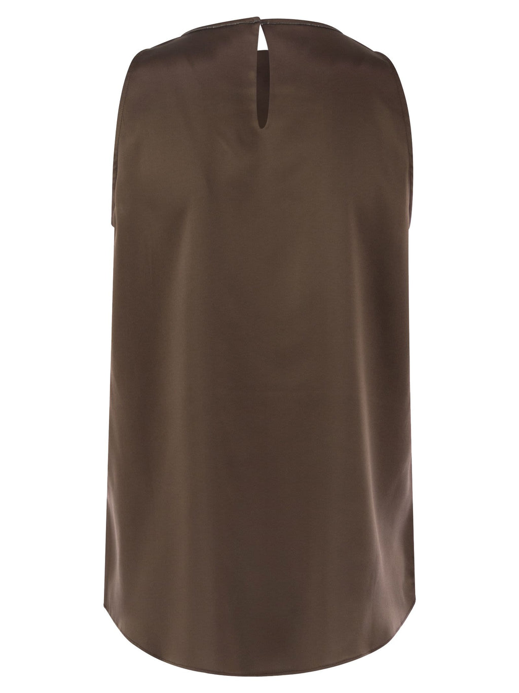 Brunello Cucinelli Women Stretch Silk Satin Top With Jewellery Luosophy