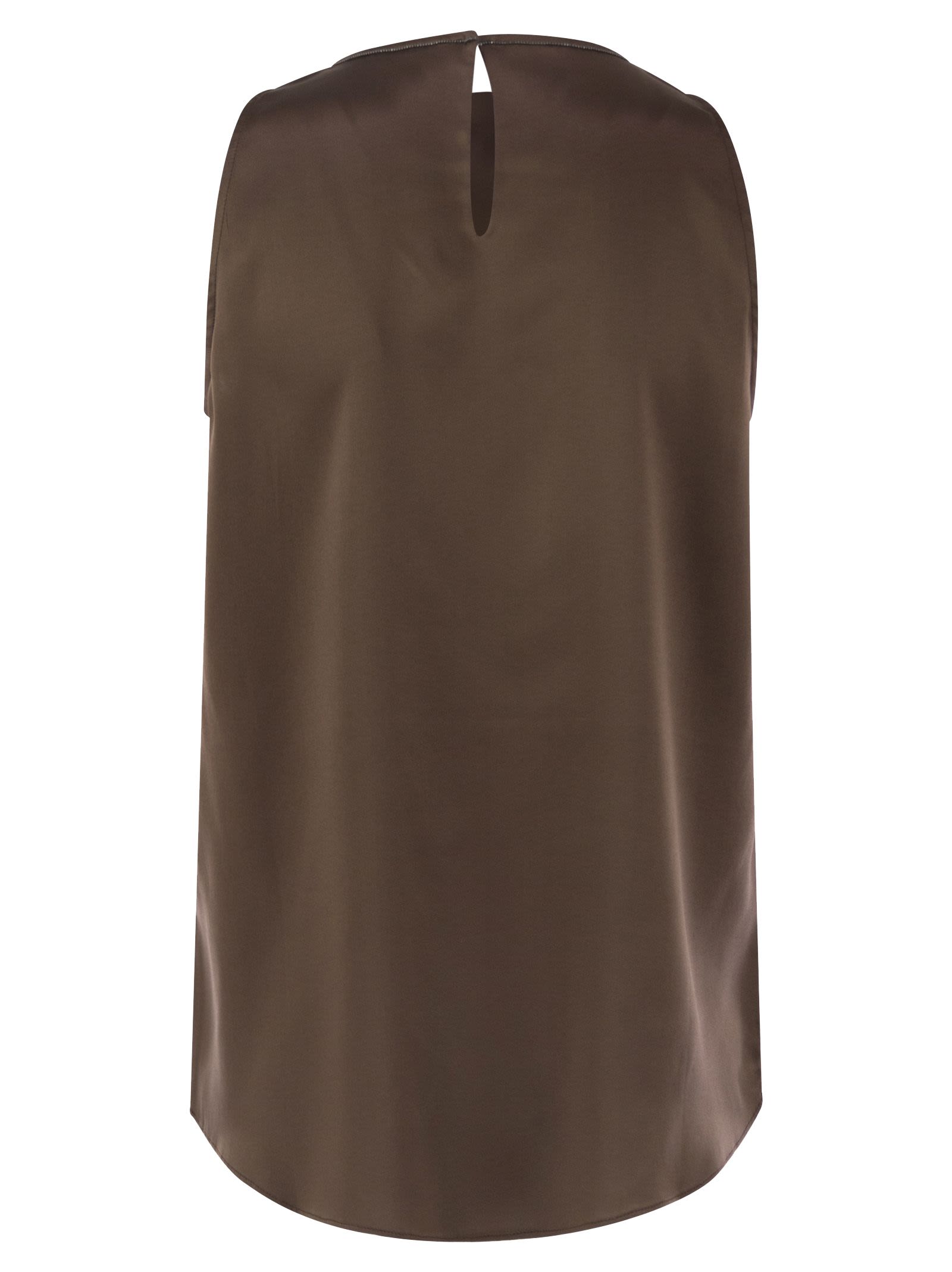 Brunello Cucinelli Women Stretch Silk Satin Top With Jewellery Luosophy